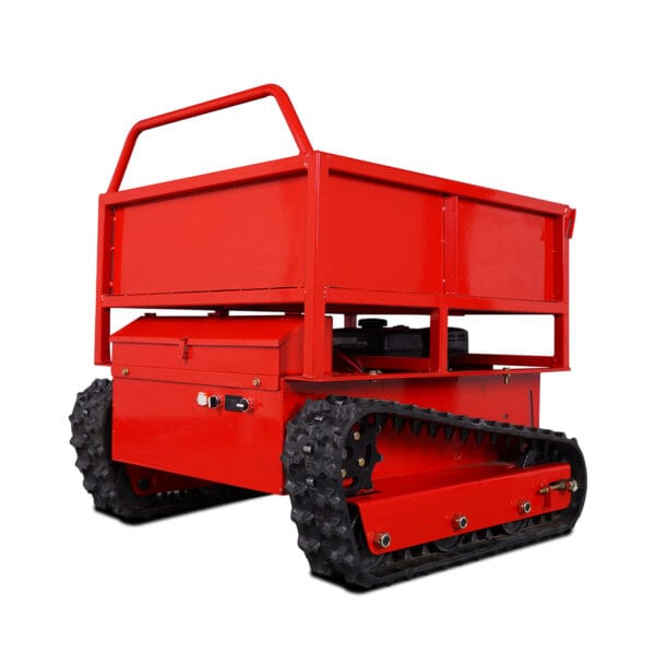 Display of red remote control transport truck machine